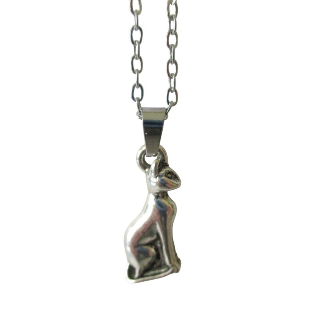 New Cat Pendant Necklace With 18" Stainless Chain Cat Person Gift
